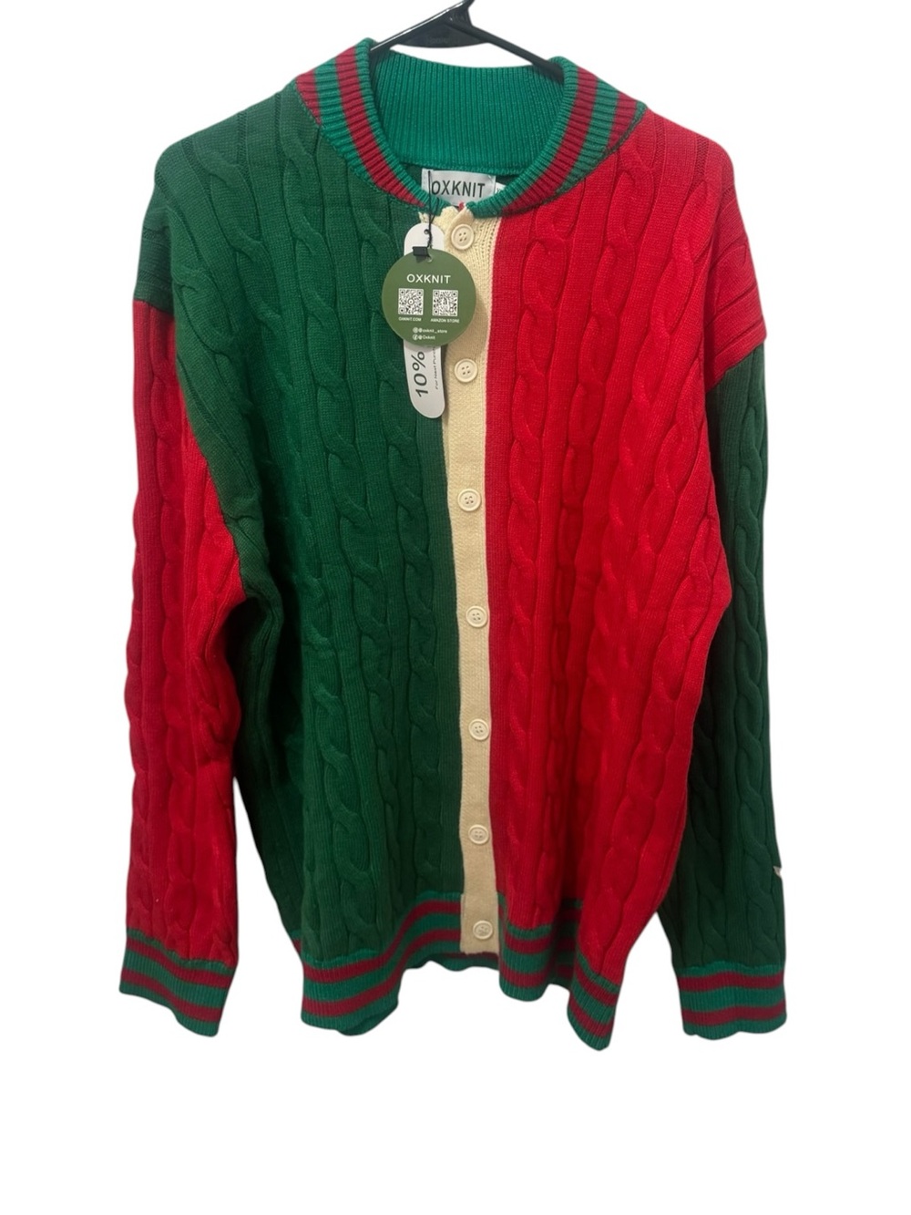 Men’s Oxknit Holiday Cardigan Sweater Size XL